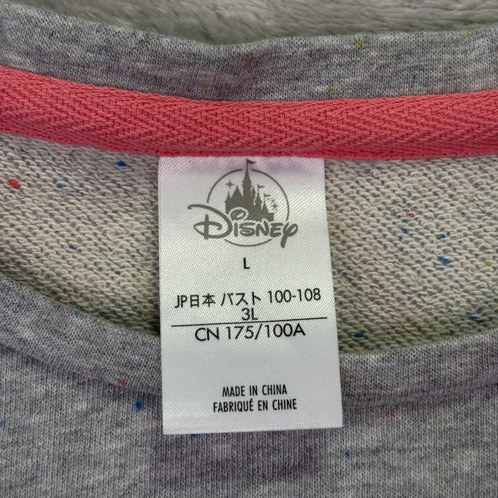 Disney Women Sweatshirt L Gray I Run On Disney An Caffeine Drop Shoulder Raw Hem - Picture 2 of 7